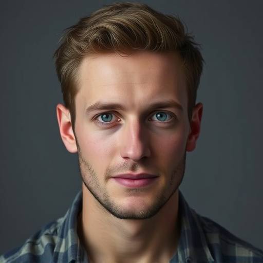 Portret van David Bakker, voormalig student.